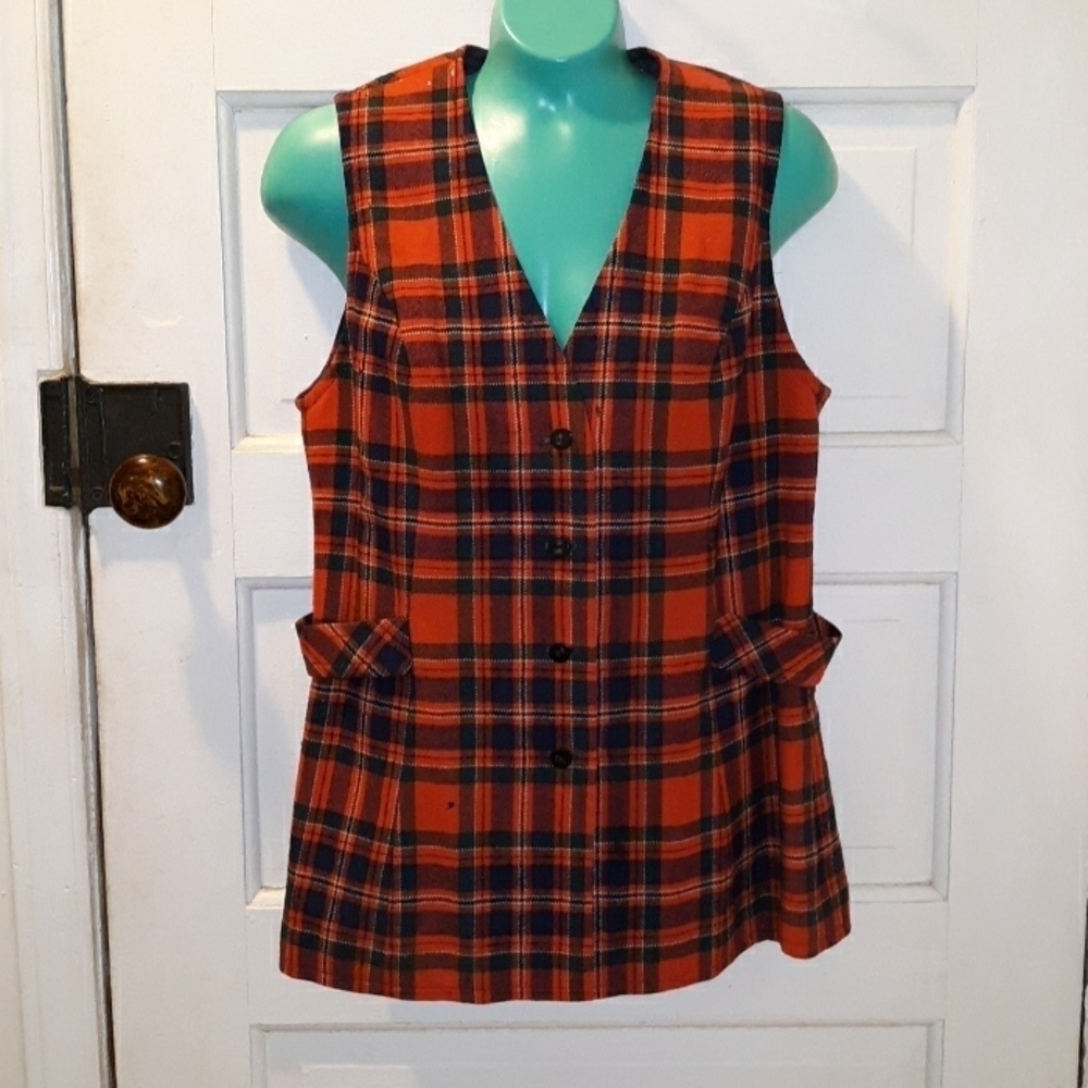 Vintage 1970s Pendleton wool plaid vest